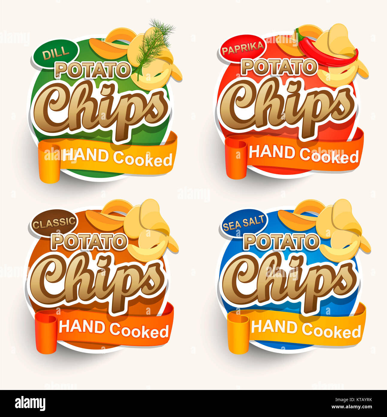 Satz von verschiedenen Chips. Stockfoto