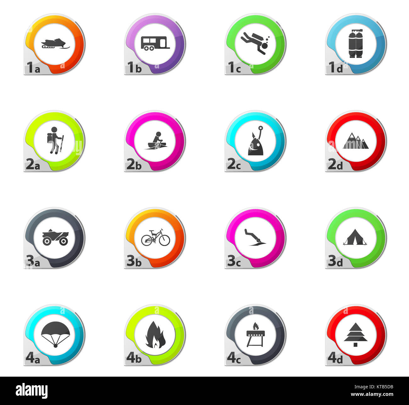 Aktive Erholung Icons set Stockfoto