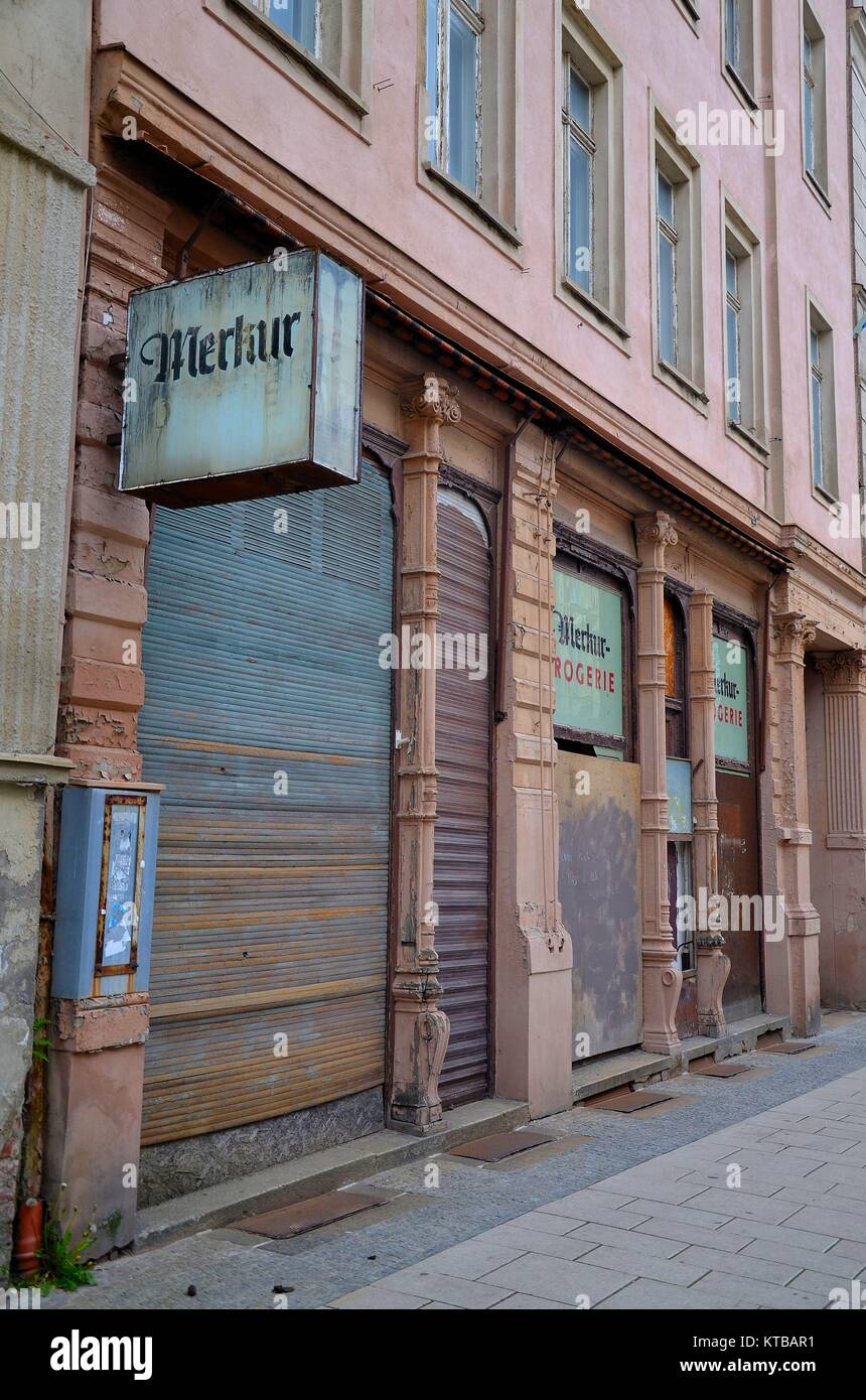 Görlitz (Deutschland), der Grenzstadt zu Polen: alte, verlassene Fassaden Stockfoto