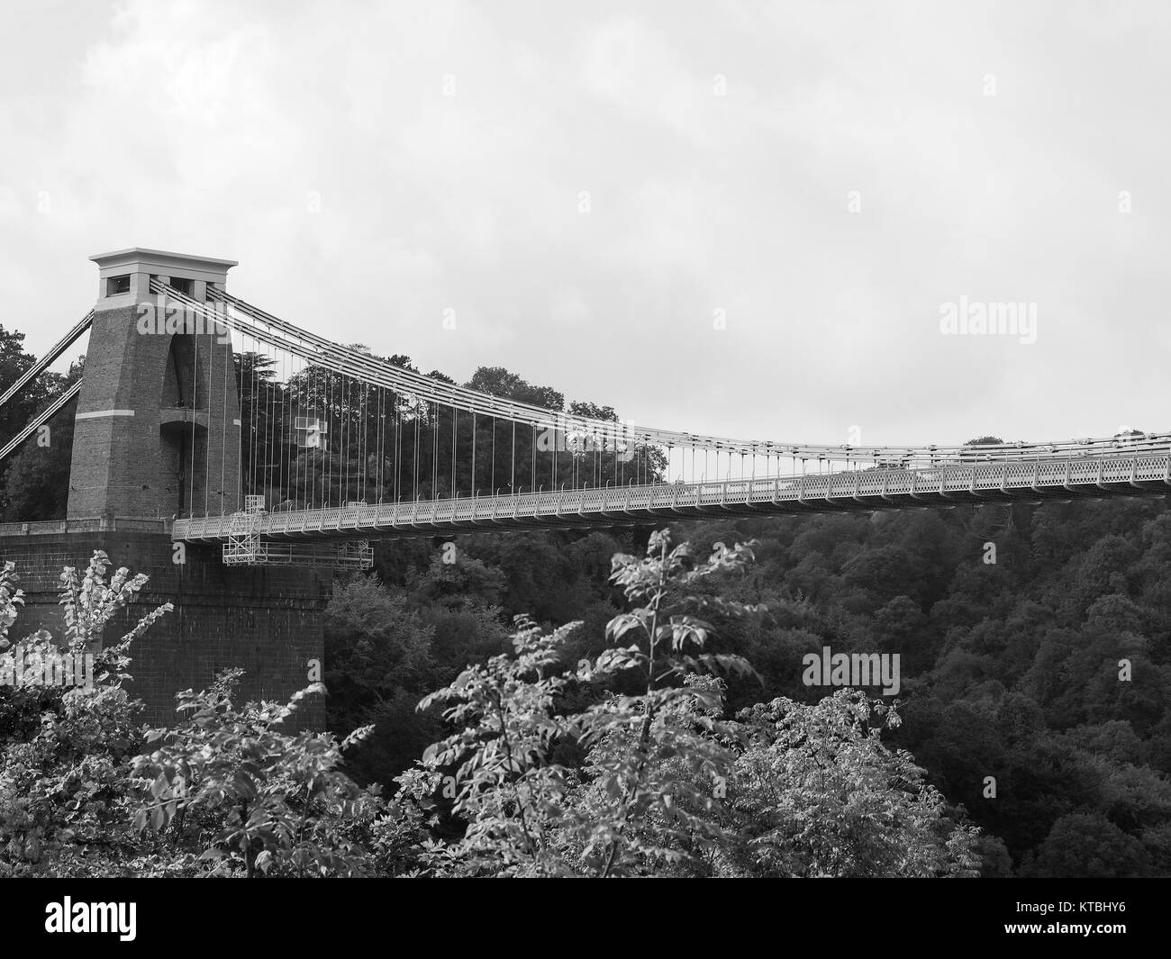 Clifton Suspension Bridge in Bristol in Schwarz und Weiß Stockfoto