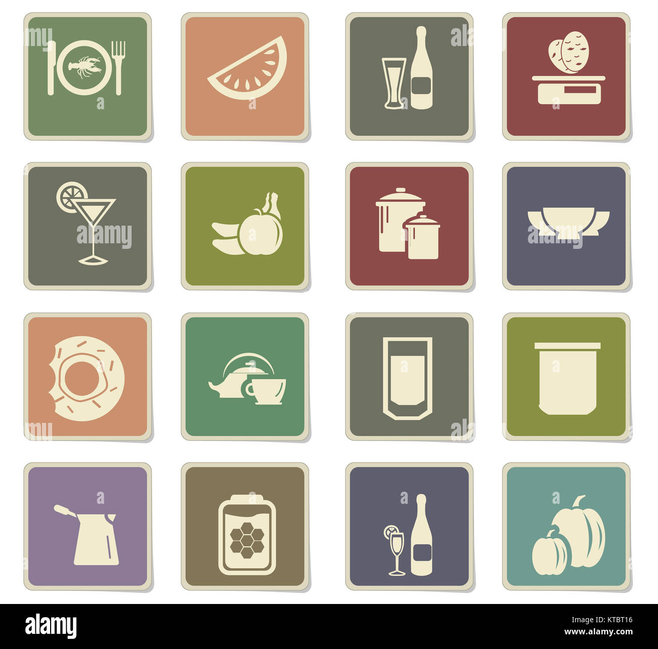 Essen und Küche Icon Set Stockfoto