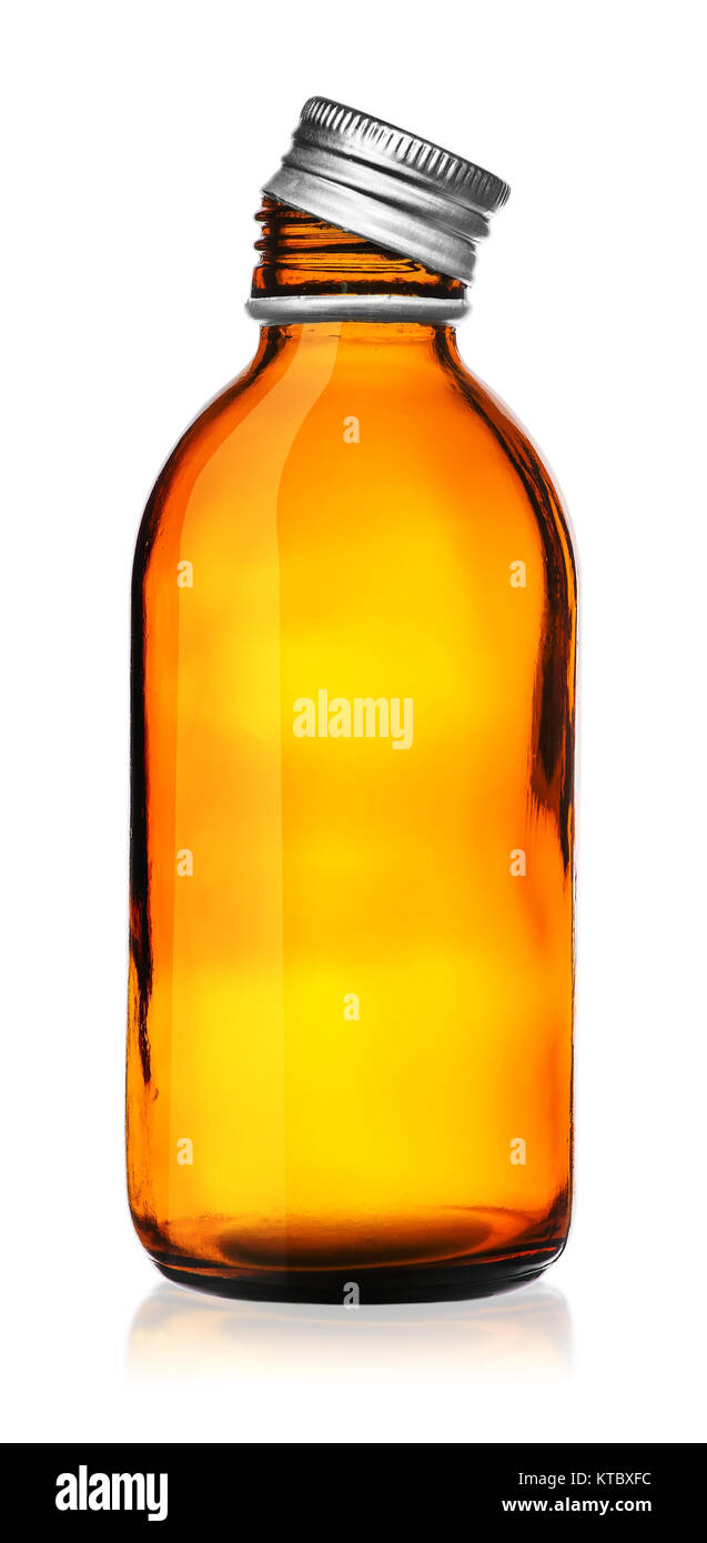 Medizinische Flasche mit Abdeckung entfernt Stockfoto
