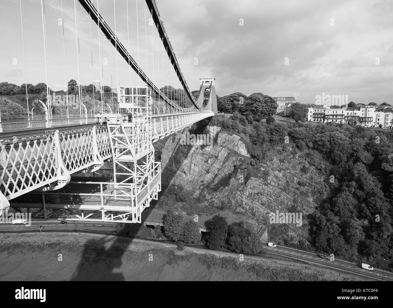 Clifton Suspension Bridge in Bristol in Schwarz und Weiß Stockfoto