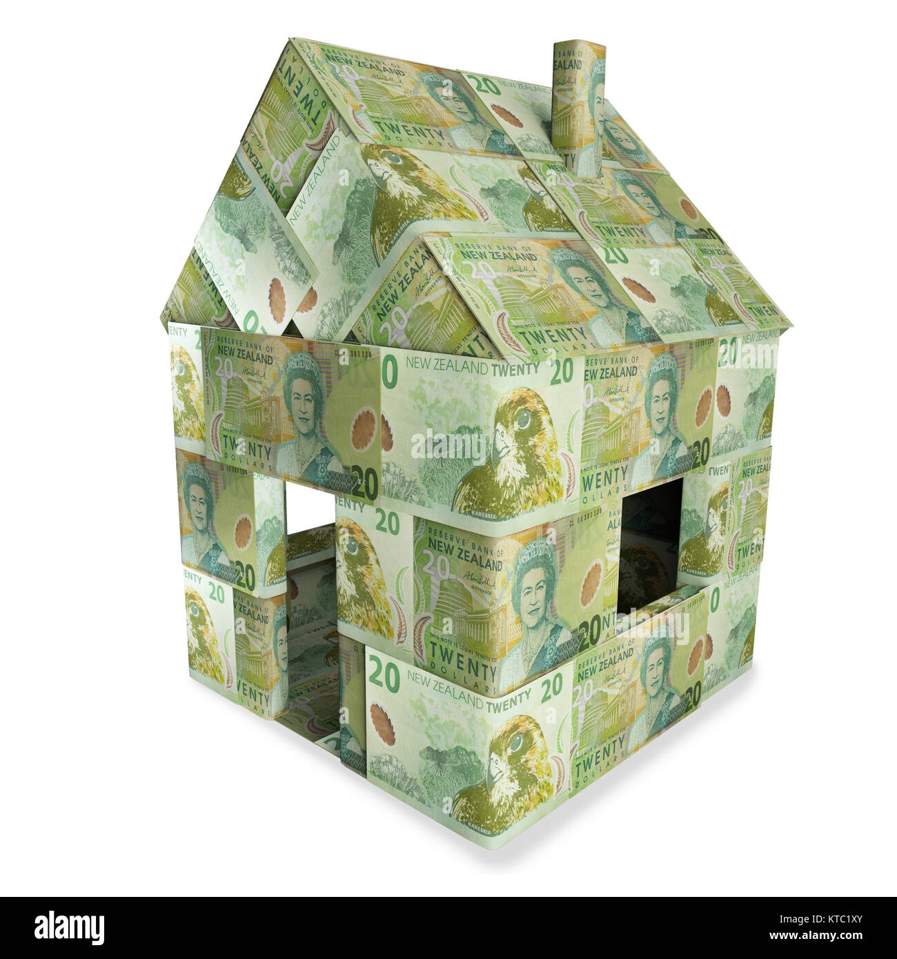 Haus mit 20 neuseeländischen Dollar-Banknoten Stockfoto