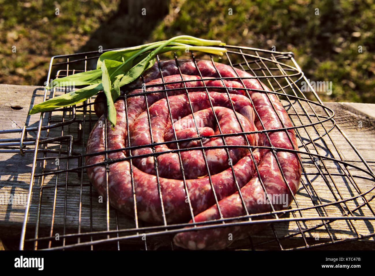 Rohe Würstchen für Grill. Reisen kochen Stockfoto