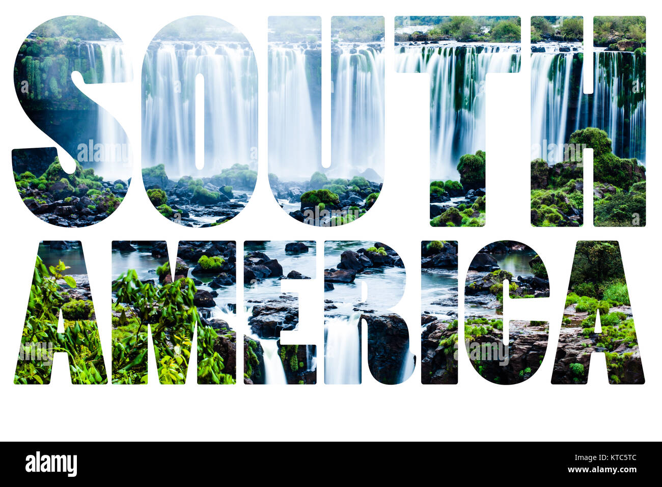 Wort Südamerika - Iguaçu-Wasserfälle, die grössten Wasserfälle der Welt Stockfoto