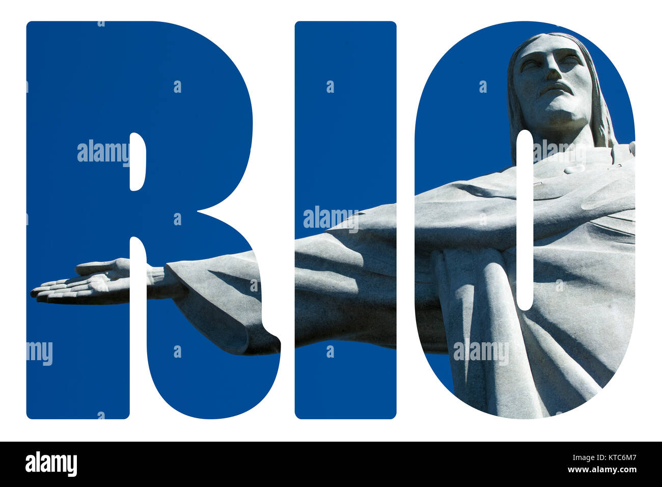 Wort RIO über Christus, den Erlöser, Rio de Janeiro, Brasilien. Stockfoto