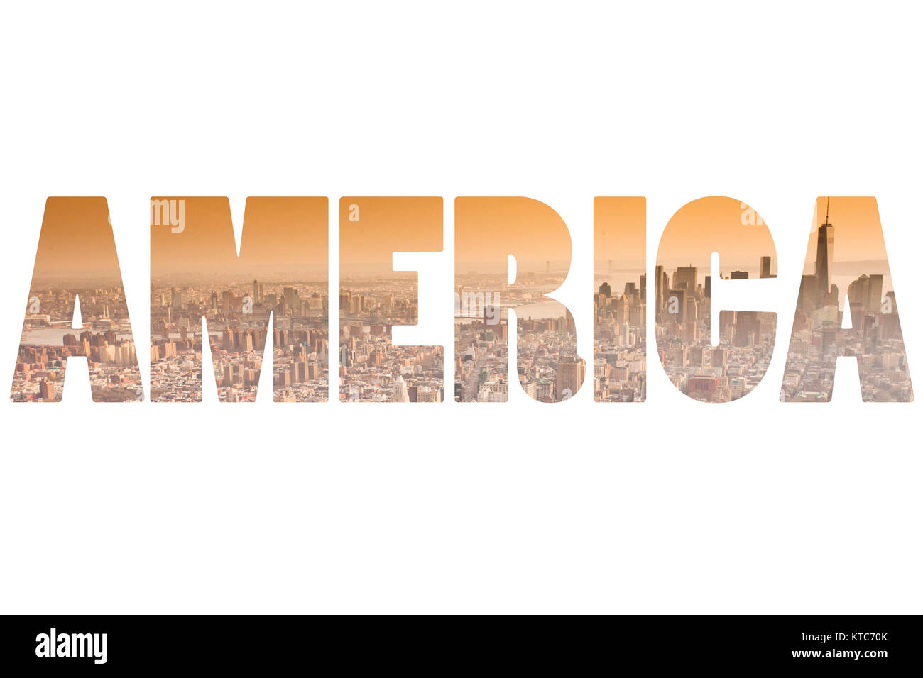 Wort Amerika über New York City Stockfoto