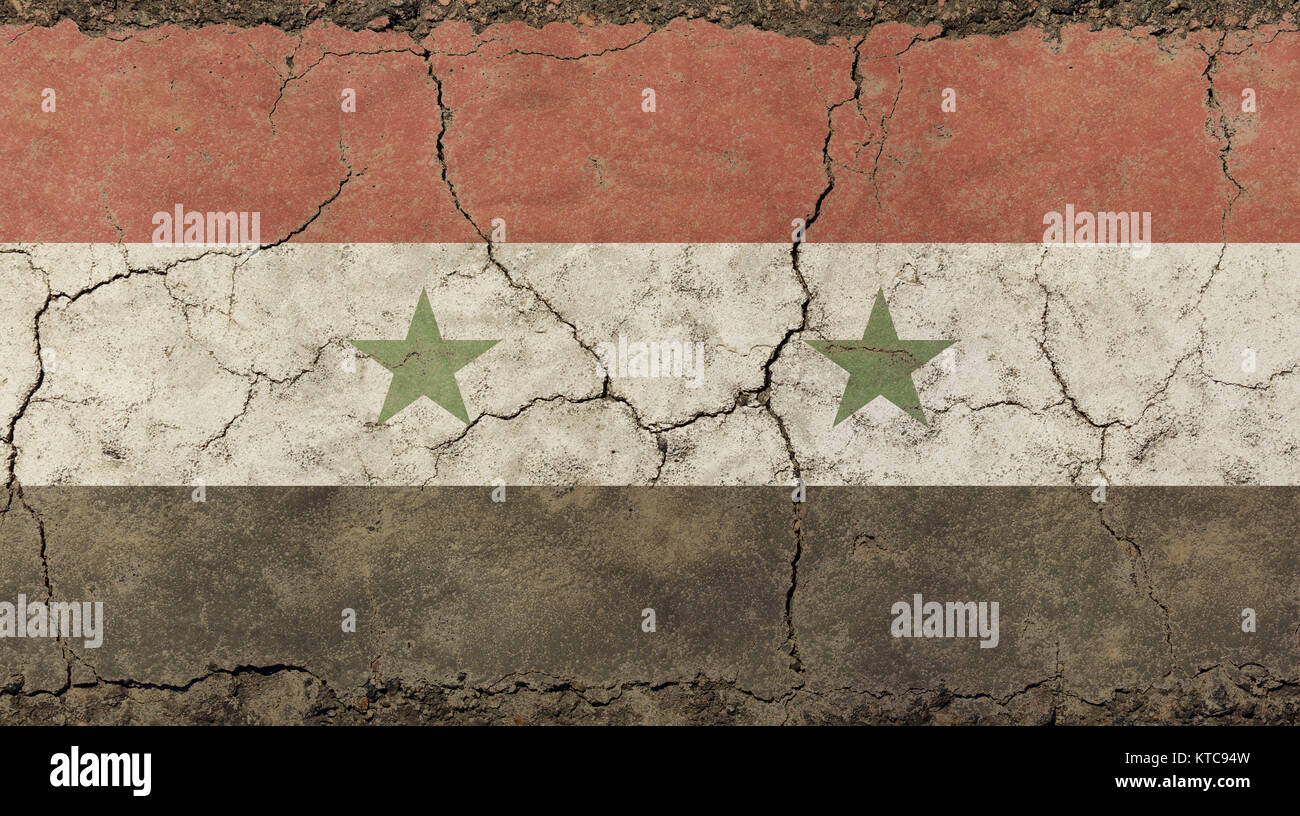 Alten grunge Vintage verblasst Arabische Republik Syrien Flagge Stockfoto