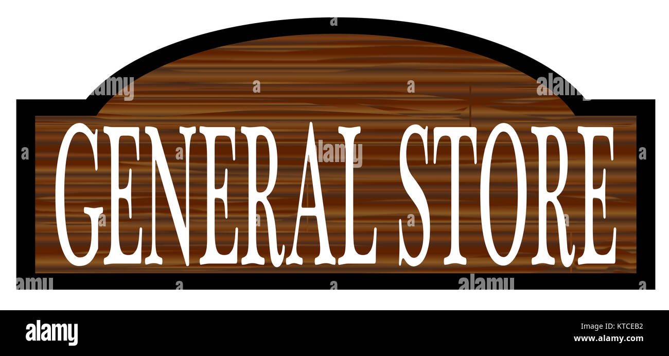 Dunkles Holz General Store anmelden Stockfoto