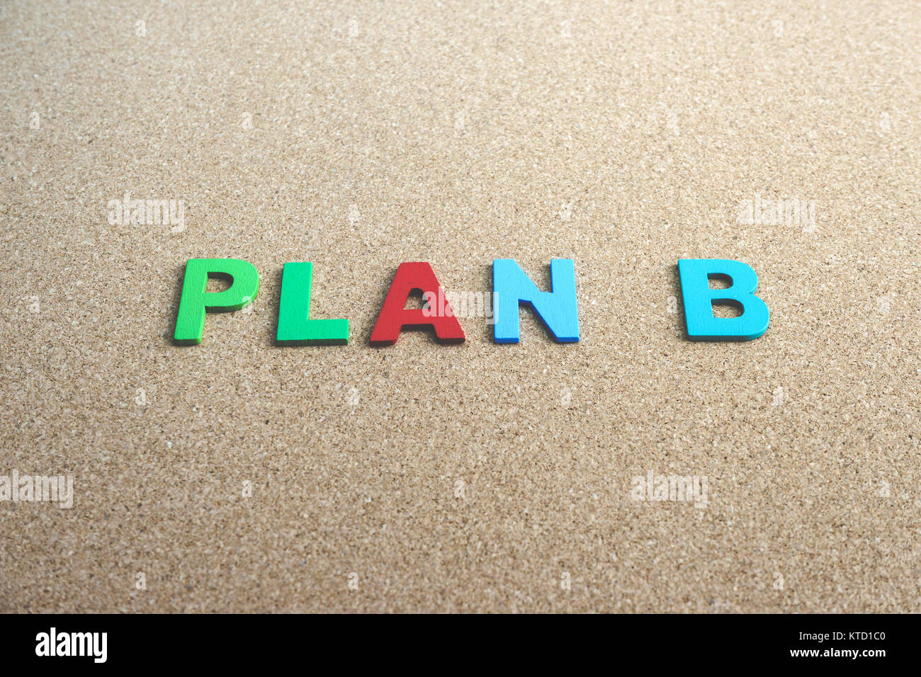 Wooden Alphabet Wort Plan B auf hölzernen Hintergrund Stockfoto