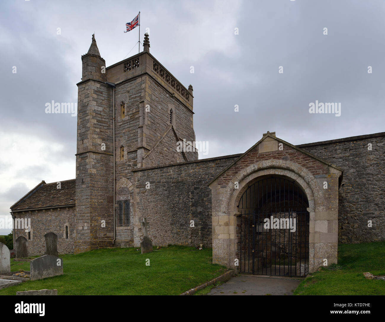 St Nicholas alte Kirche, bergauf, Weston Super Mare, Somerset 11. Jahrhundert normannische Kirche auf den Klippen Denkmalgeschützte Stockfoto