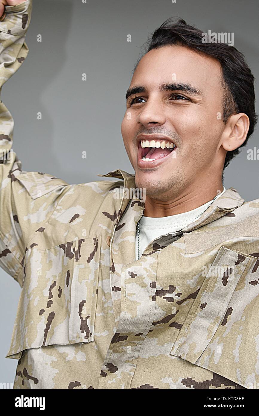 Erfolgreiche männliche Soldaten Stockfoto