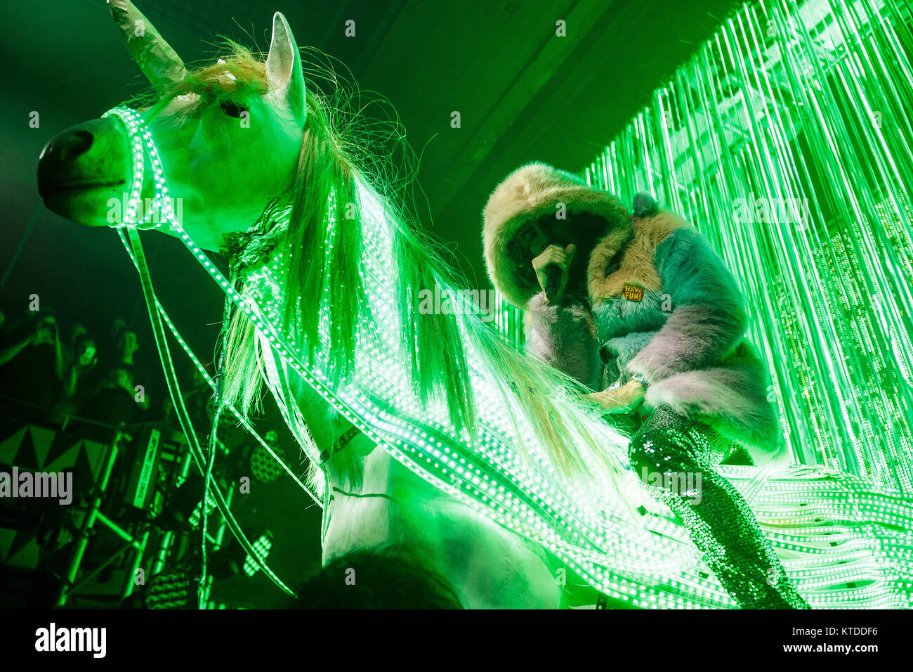 Die amerikanische Rockband The Flaming Lips führt ein Live Konzert bei VEGA in Kopenhagen. Hier Sänger, Songwriter und Musiker Wayne Coyne ist live auf der Bühne gesehen. Dänemark, 25.01.2017. Stockfoto