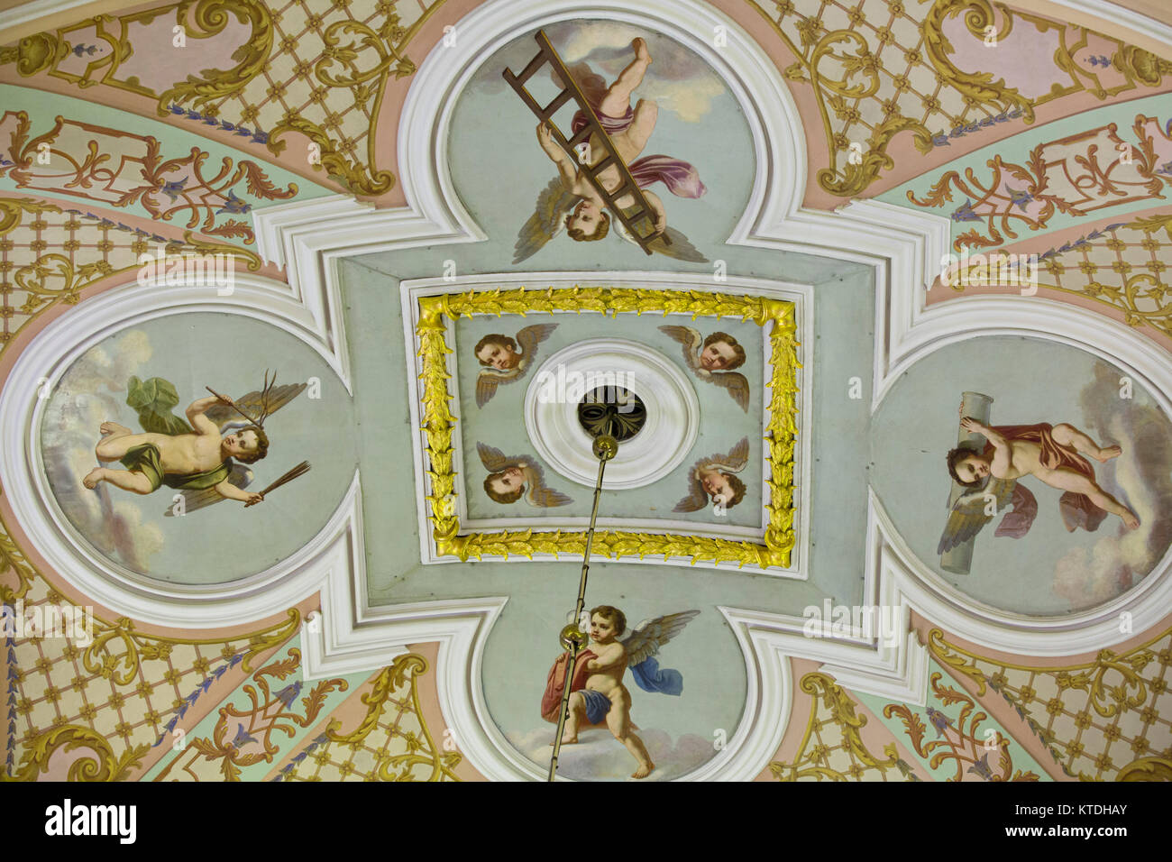 Decke mit Fresken, Interieur, SS Peter und Paul Kathedrale, St. Petersburg, UNESCO-Weltkulturerbe, Russland Stockfoto