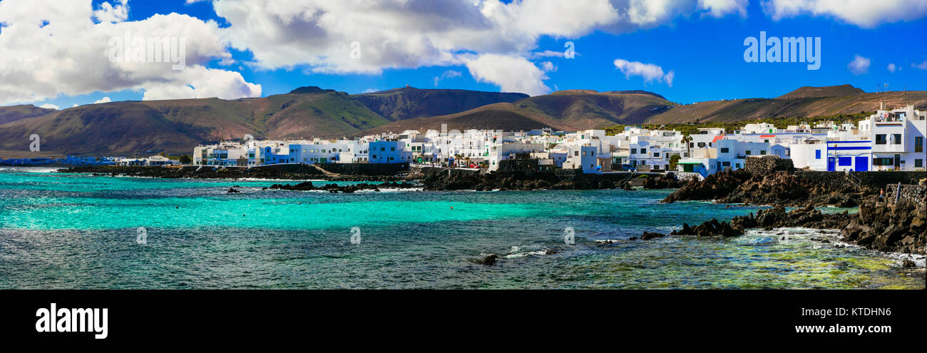 Beeindruckende Punta Mujeres Village, Insel Lanzarote, Kanarische Inseln, Spanien. Stockfoto
