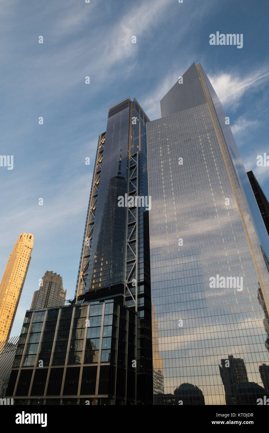 Moderne Architektur auf das World Trade Center in New York City, USA Stockfoto