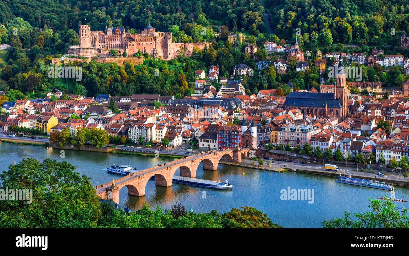 Beeindruckende Heidelberg Stadtzentrum, Panoramaaussicht, in Deutschland. Stockfoto