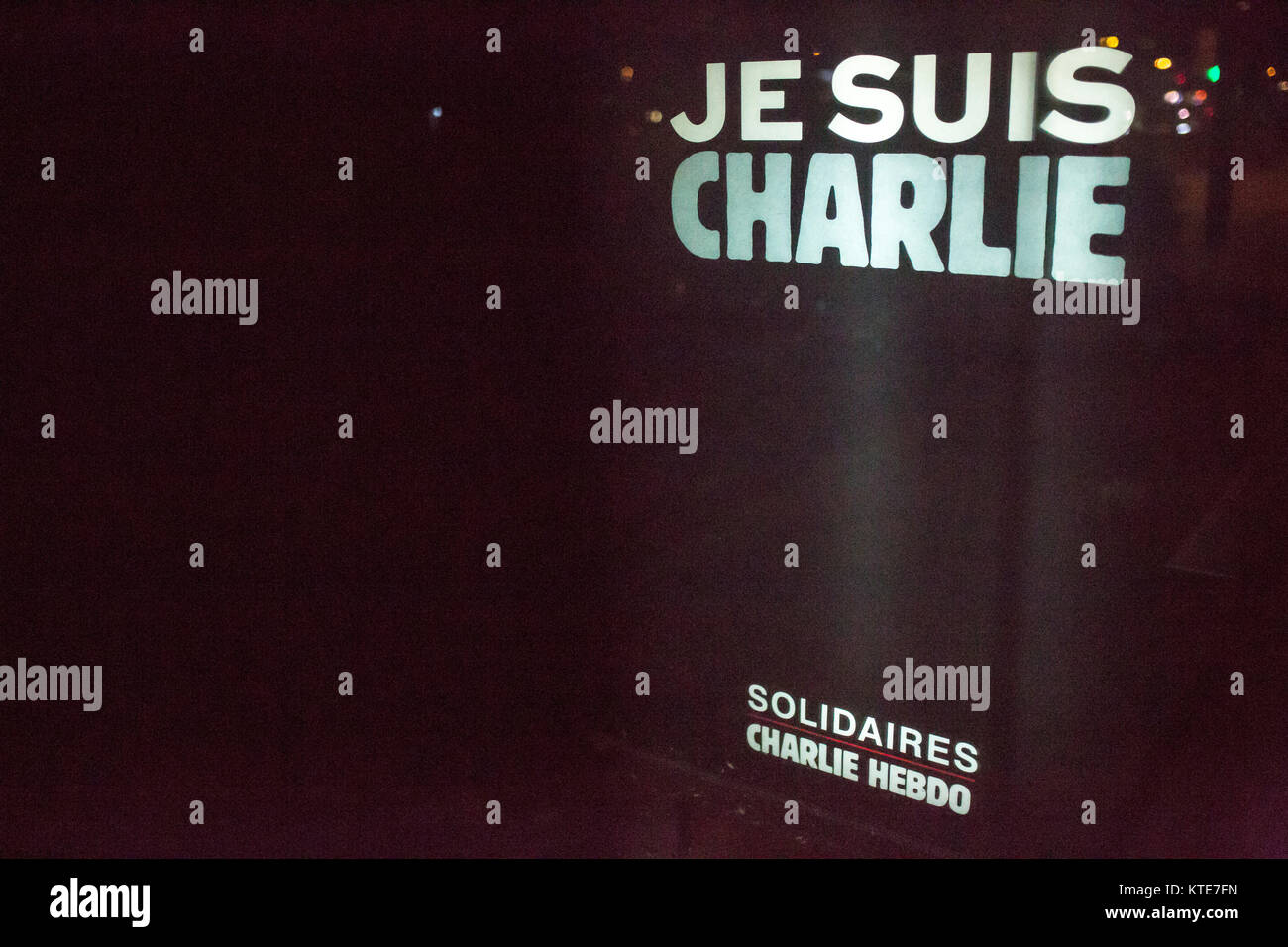 Hommage an die Opfer von Charlie Hebdo Tötung in Paris der 7. Januar 2015. Stockfoto