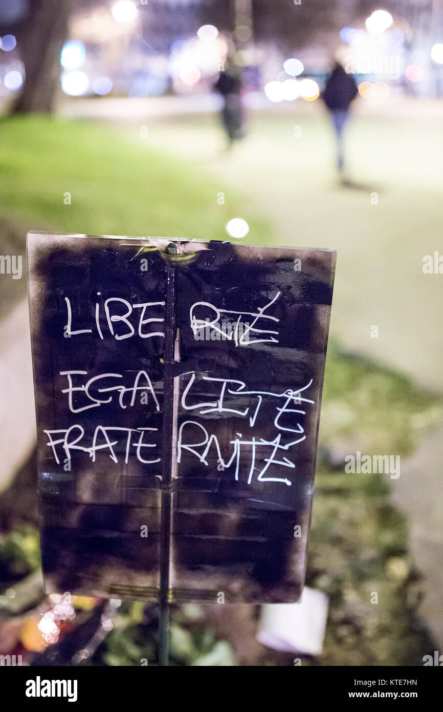 Hommage an die Opfer von Charlie Hebdo Tötung in Paris der 7. Januar 2015. Stockfoto