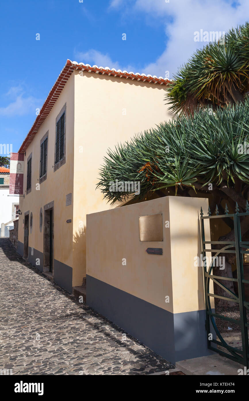 Vila Baleira, Portugal - 18. August 2017: Christopher Columbus Haus, Historisches Museum der Stadt Vila Baleira Stockfoto