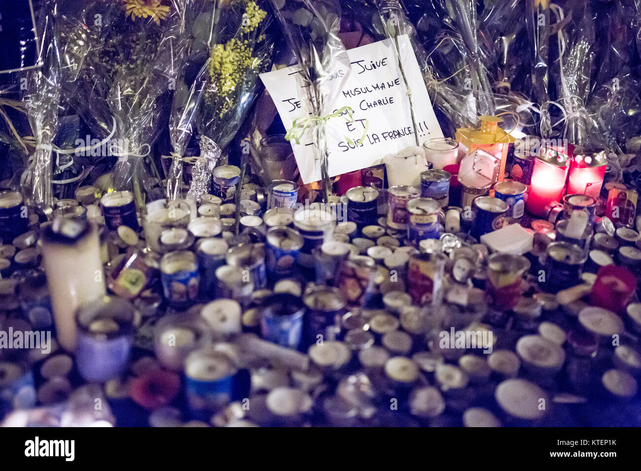 Hommage an die Opfer von Charlie Hebdo Tötung in Paris der 7. Januar 2015. Stockfoto