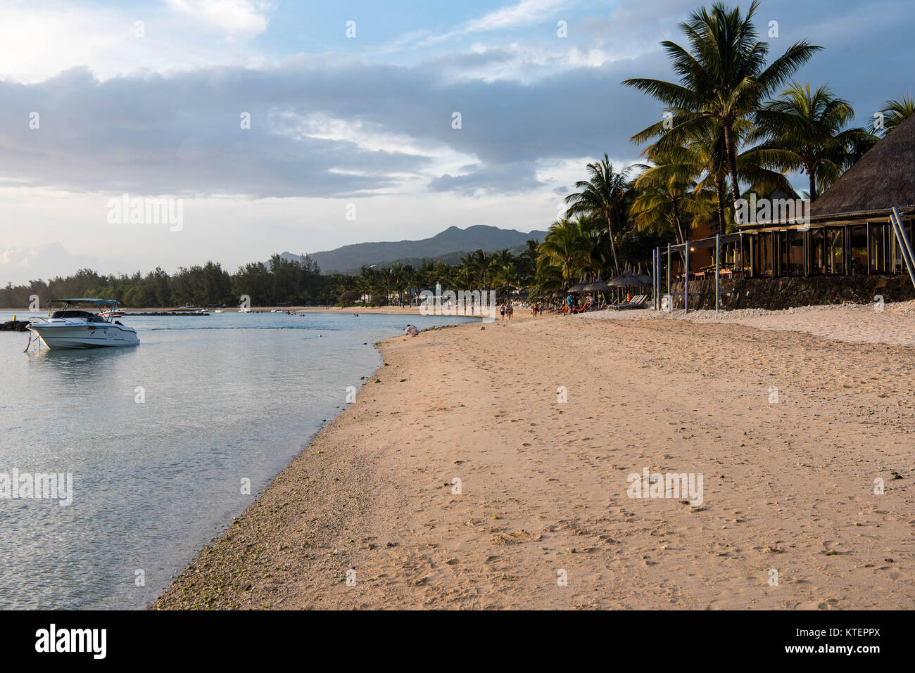 Der Strand am Heritage Awali Hotel, im Süden von Mauritius Stockfoto