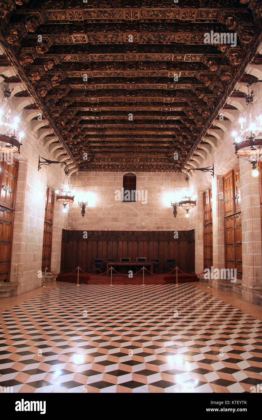 La Lonja de la Seda de Valencia. Für den Handel mit Seide verwendet. Meisterwerk gotischer Architektur. Spanien Stockfoto