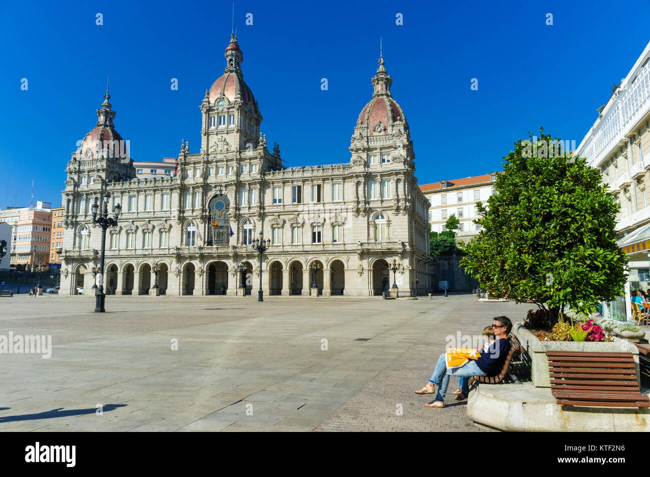 Rathaus, Plaza de Maria Pita Square, A Coruña, Galizien, Spanien Stockfoto