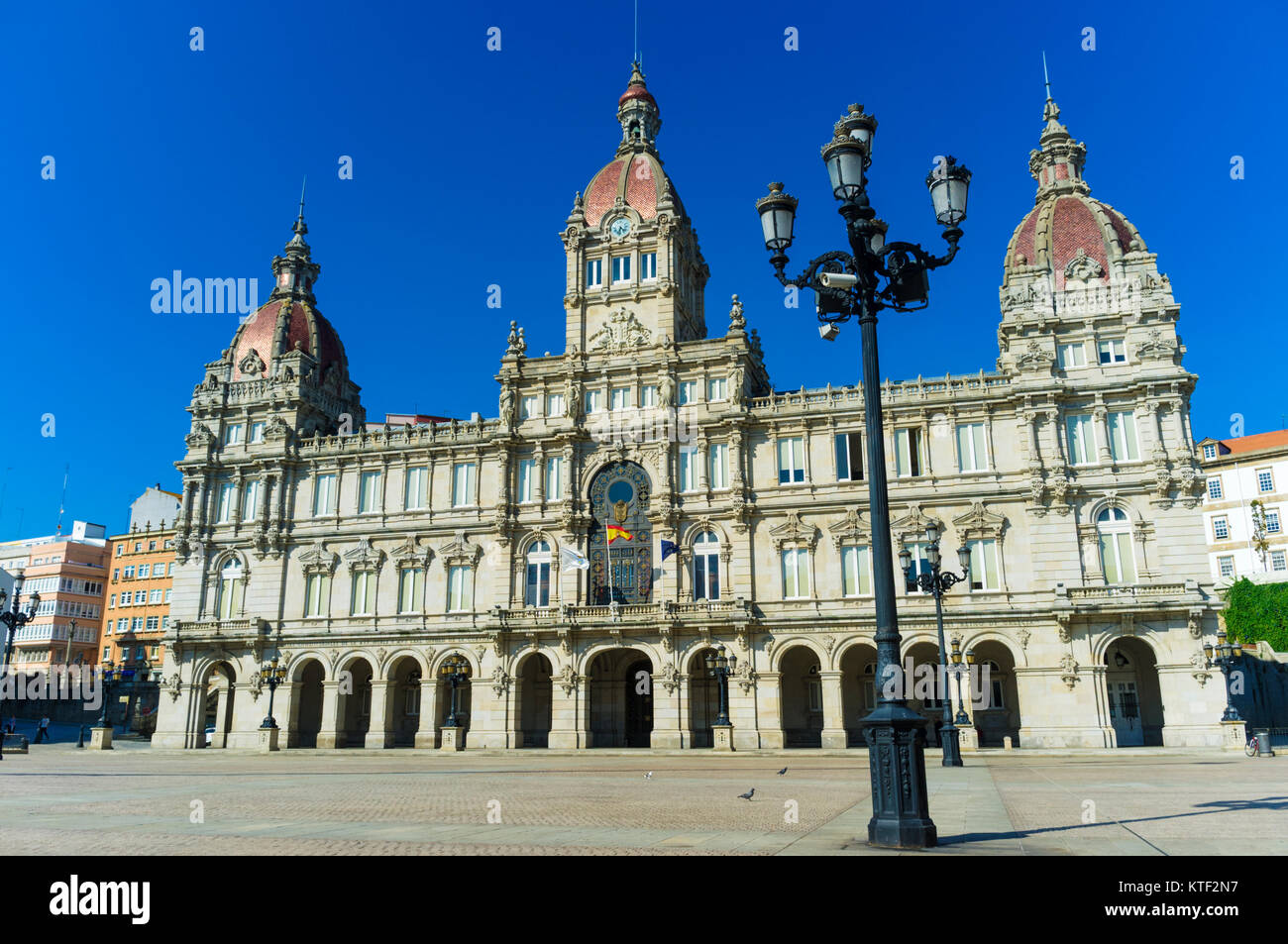 Rathaus, Plaza de Maria Pita Square, A Coruña, Galizien, Spanien Stockfoto