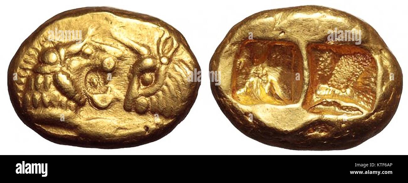 6166. Lydian Goldmünzen Stockfoto