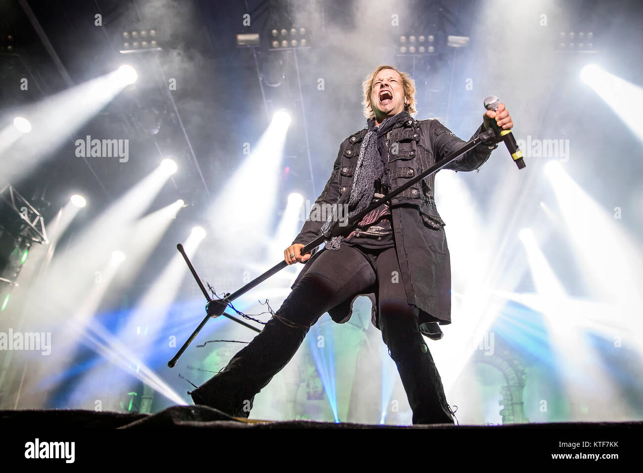 Die deutschen Symphonic Metal Band Avantasia führt ein Live Konzert auf dem Sweden Rock Festival 2016. Hier Sänger Tobias Sammet ist live auf der Bühne gesehen. Schweden, 11/06 2016. Stockfoto