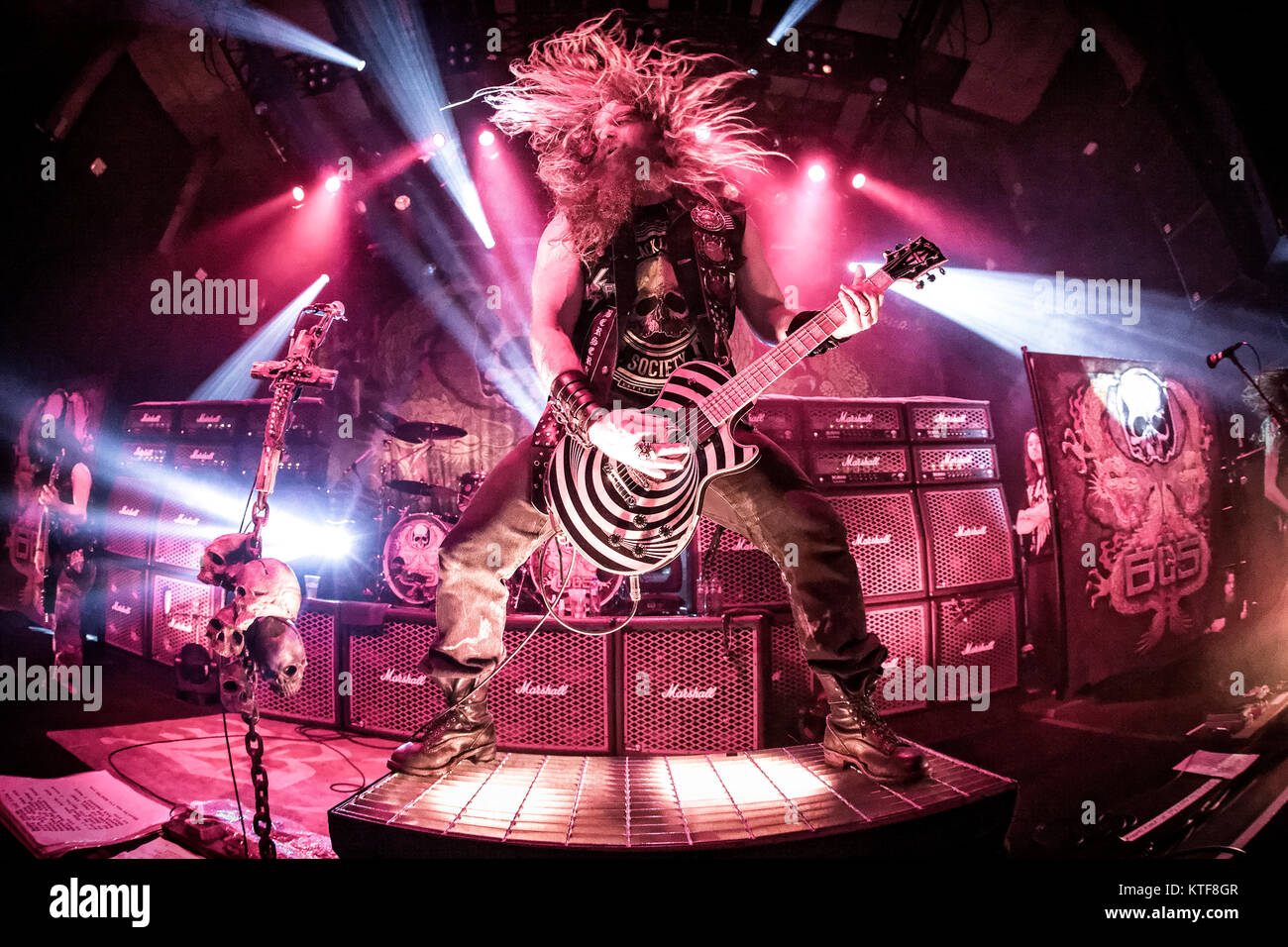 Die amerikanische Heavy Metal Band Black Label Society führt ein Live Konzert am Rockefeller in Oslo. Hier band Gründer, Sänger und Gitarrist Zakk Wylde ist live auf der Bühne gesehen. Norwegen, 03/03 2015. Stockfoto