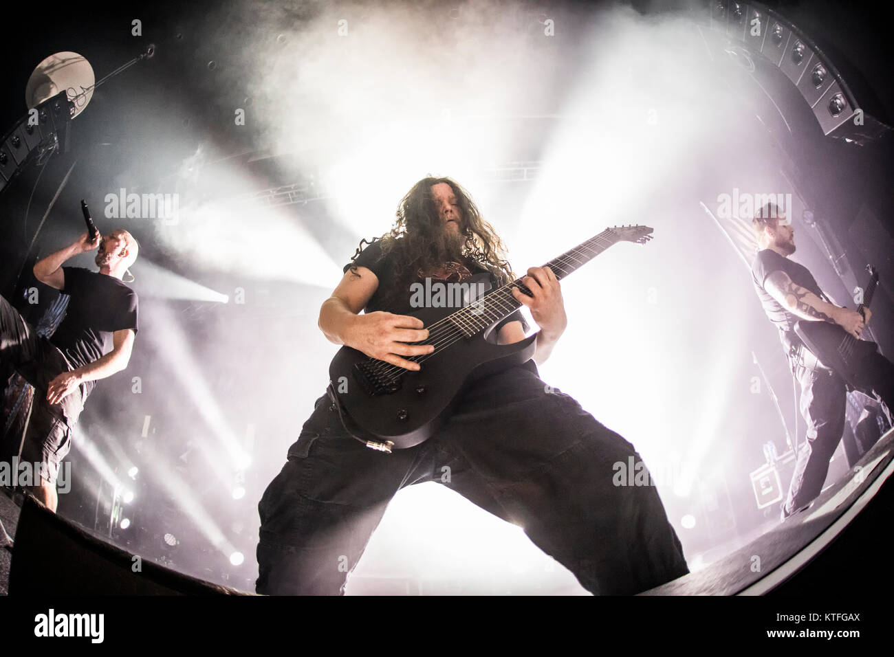 Die Schwedische extreme Metal Band Meshuggah führt ein Live Konzert in Sentrum Scene in Oslo. Hier Gitarrist Mårten Hagström wird gesehen, live auf der Bühne. Norwegen, 24.02.2017. Stockfoto