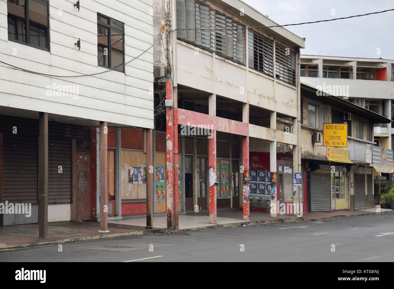 Armut in Downtown Papeete auf Tahiti Stockfoto