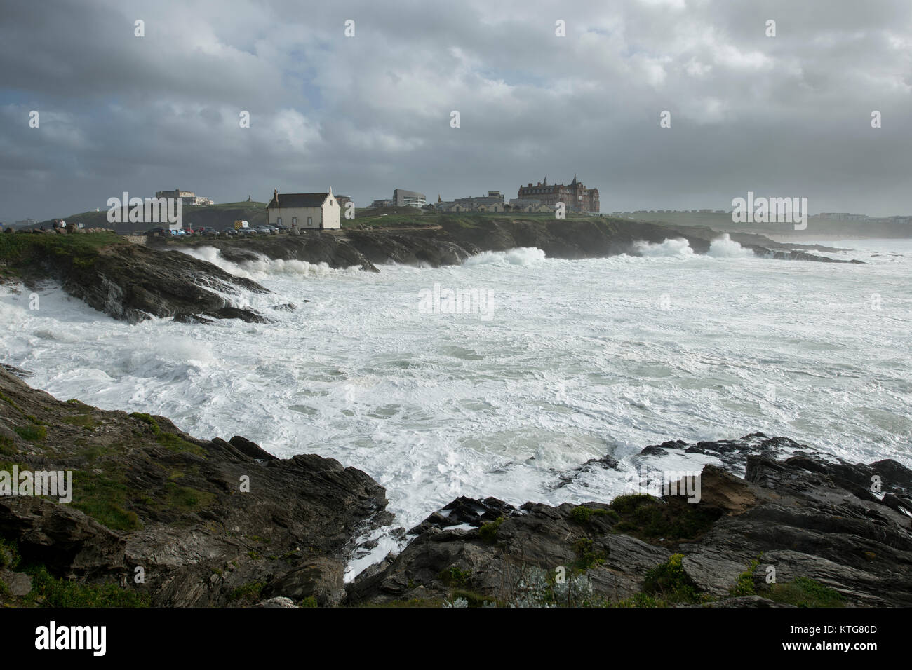 Towan Kopf in der Nähe von Newquay in Cornwall. Stockfoto
