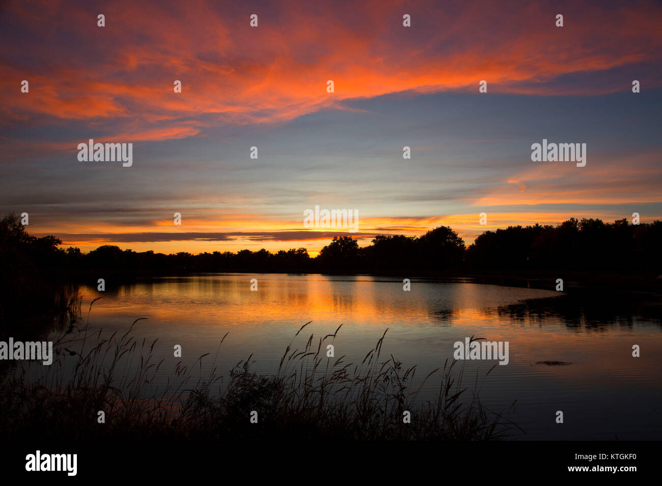 Lake Josephine Sonnenuntergang, Riverfront Park, Billings, Montana Stockfoto