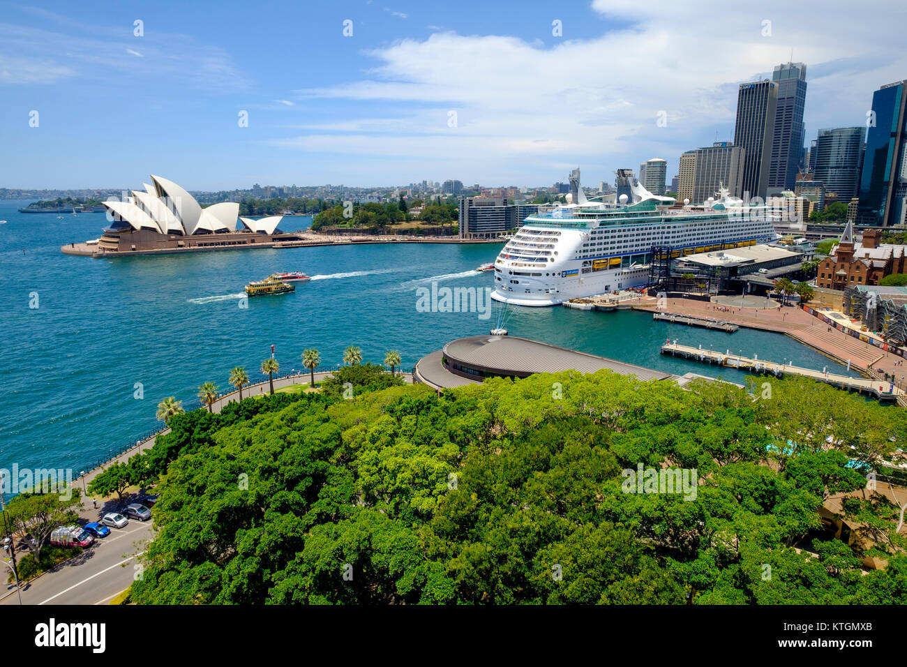 Sydney Opera House, Sydney Harbour, den Circular Quay und den Rocks von Harbour Bridge, Sydney, Australien Stockfoto