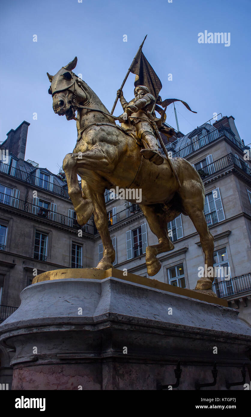 Jeanne d'Arc auf Pferd, Denkmal Stockfoto