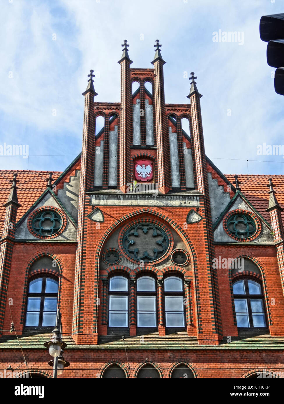 PocztaGl Jagiellonska in Bydgoszcz, Polen, ist ein historisches Postgebäude mit bedeutenden architektonischen Merkmalen, Teil der kulturellen Infrastruktur der Stadt. Stockfoto