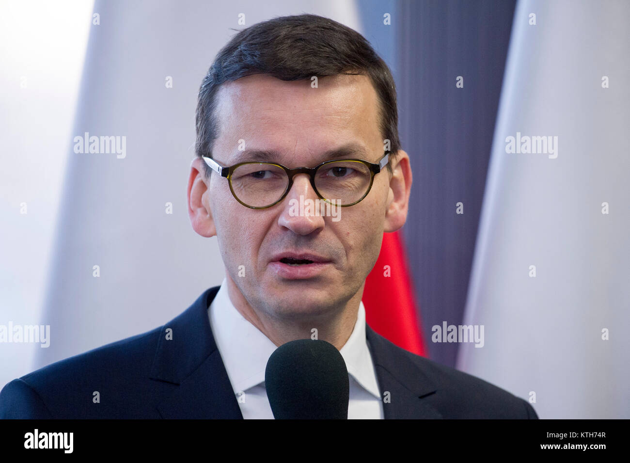 Mateusz Morawiecki, Premierminister von Polen, während der Feier des 47. Jahrestages der Polnischen 1970 Proteste in Gdynia, Polen. 17. Dez. 2017 © W Stockfoto