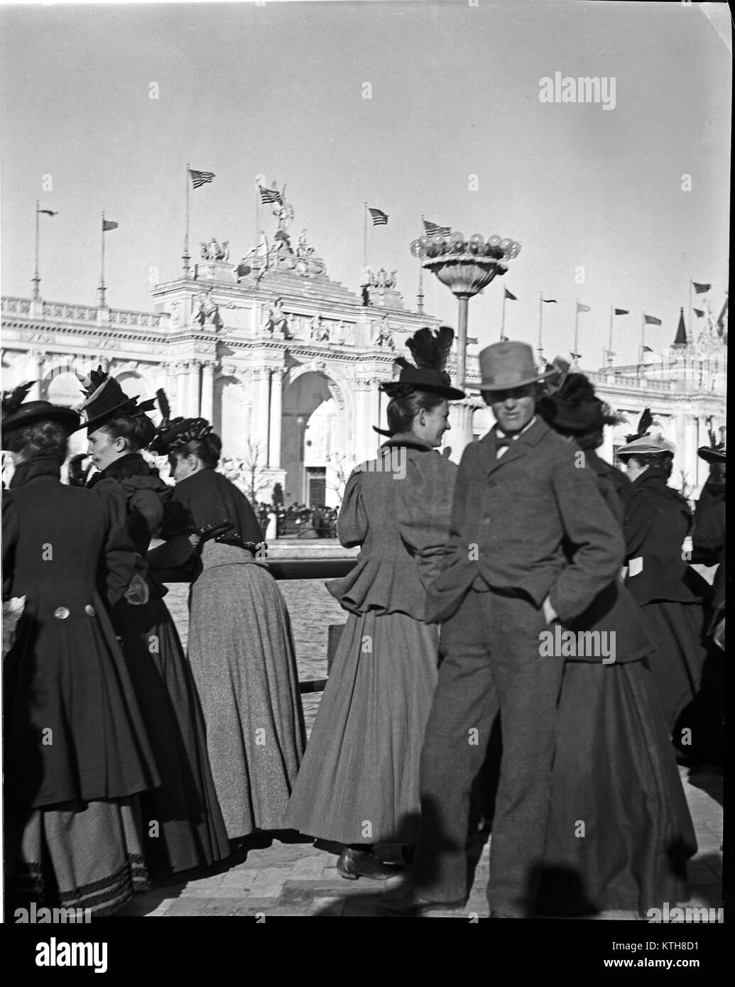 Masse von Fair-Goers am Transport und International Exposition. Der Welt wurde in Omaha, Nebraska vom 1. Juni bis zum 1. November 1898 statt. Bild vom Original kamera Nitrat negativ. Stockfoto