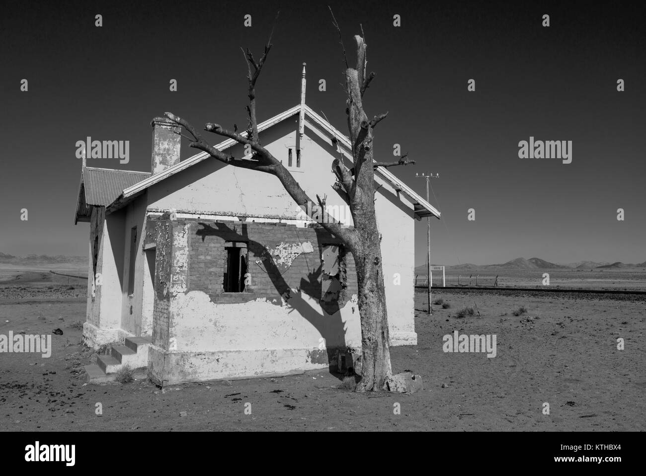 Verlassenen und verfallenen Bahnhof bei Garub, Namibia Stockfoto