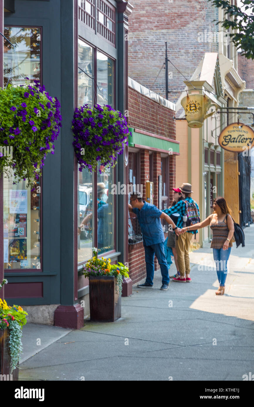 Der Water Street in der Viktorianischen Hafenstadt & Arts Community von Port Townsend auf der Olympic Halbinsel in Washington, Vereinigte Staaten Stockfoto