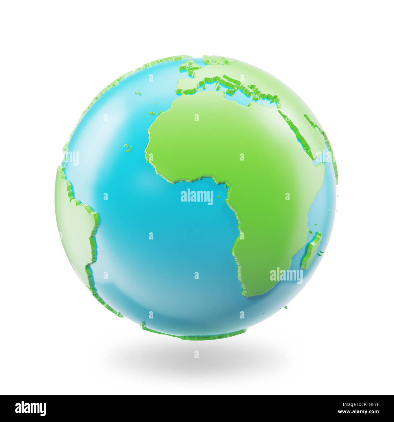 Earth Globus auf weißem Hintergrund. Globus Planet Erde Symbol, 3D-Darstellung Stockfoto