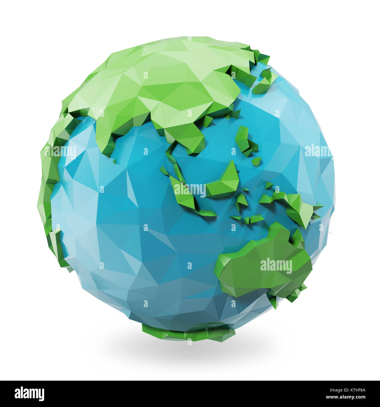 3D-Rendering Low Poly Erdkugel Abbildung. Polygonale Globussymbol, Low Poly style Stockfoto