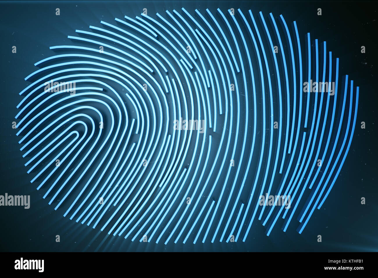 Scannen von Fingerabdrücken Identification System. Fingerprint Scan bietet Sicherheit für den Zugang mit Biometrie Identifikation. 3D-Rendering. Stockfoto