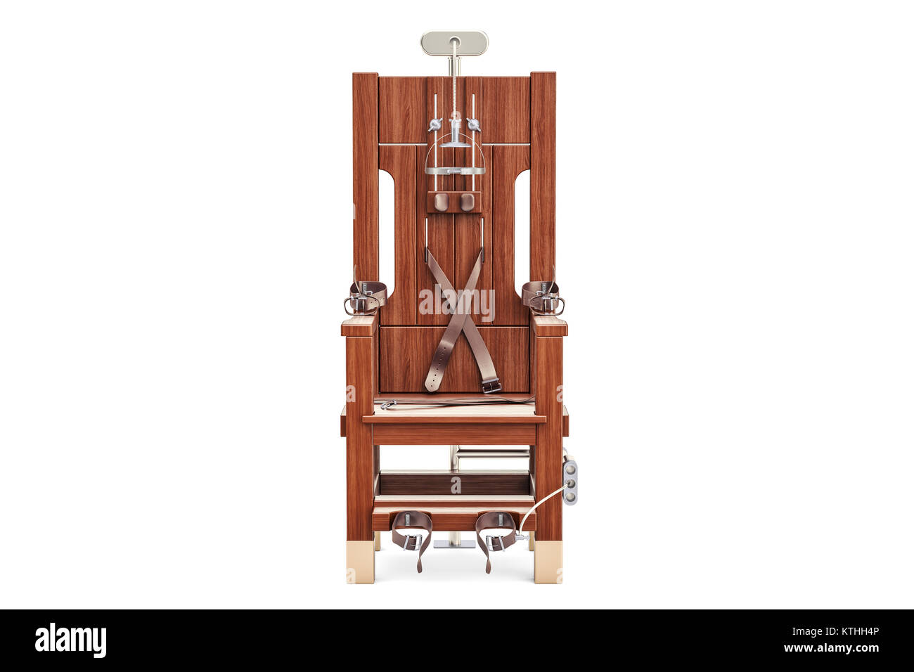 Den elektrischen Stuhl, 3D-Rendering auf weißem Hintergrund Stockfoto