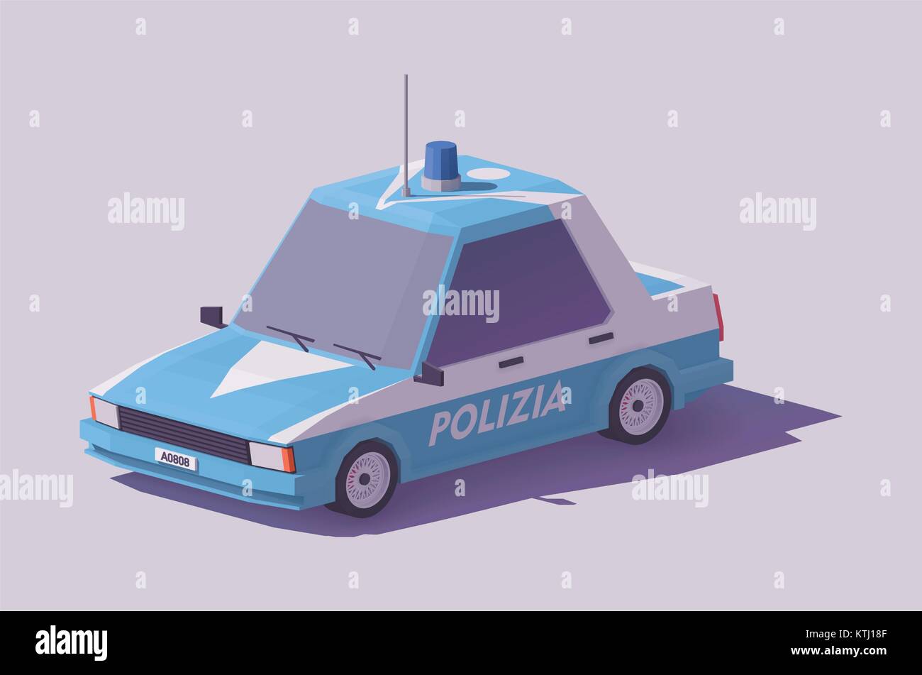 Vektor Low Poly italienische Polizei Auto Stock Vektor