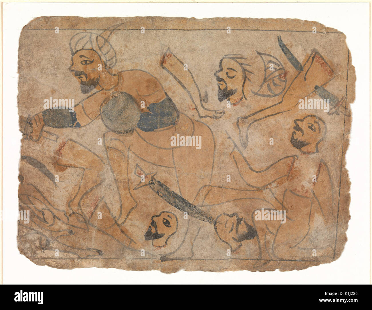 „Battle Scene“ ist ein historisches Kunstwerk, das im Metropolitan Museum of Art (MET) einen militärischen Konflikt darstellt und das Chaos und die Intensität des Krieges feststellt. Stockfoto